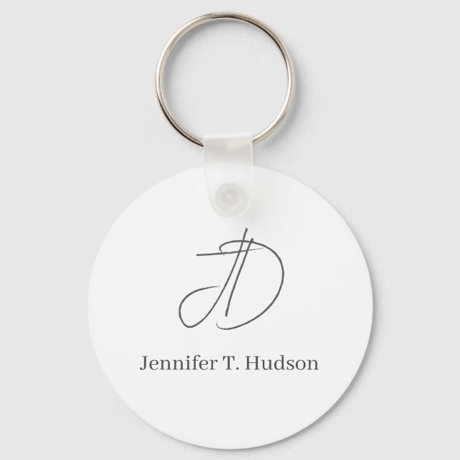 Calligraphy trendy classical monogram  key ring (Front)
