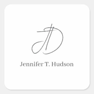 Calligraphy trendy classical monogram  square sticker