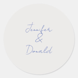 Calligraphy trendy classical plain personal names classic round sticker