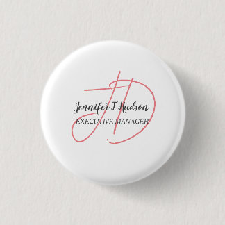 Calligraphy trendy classical script monogram 3 cm round badge