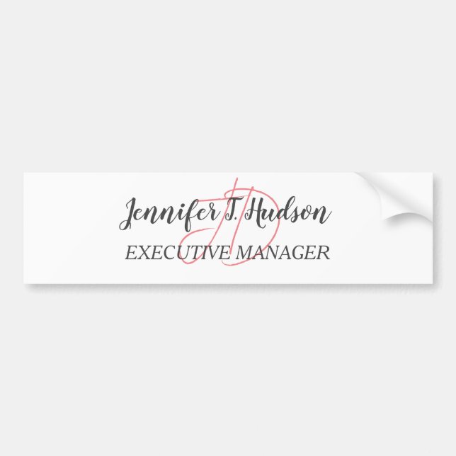 Calligraphy trendy classical script monogram bumper sticker (Front)