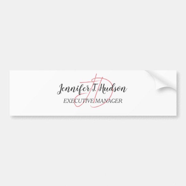 Calligraphy trendy classical script monogram bumper sticker (Front)