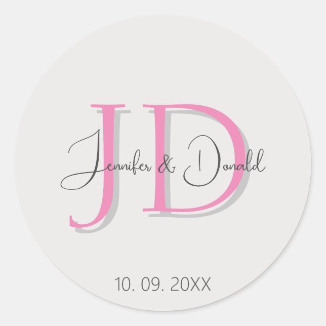 Calligraphy trendy classical script monogram classic round sticker (Front)