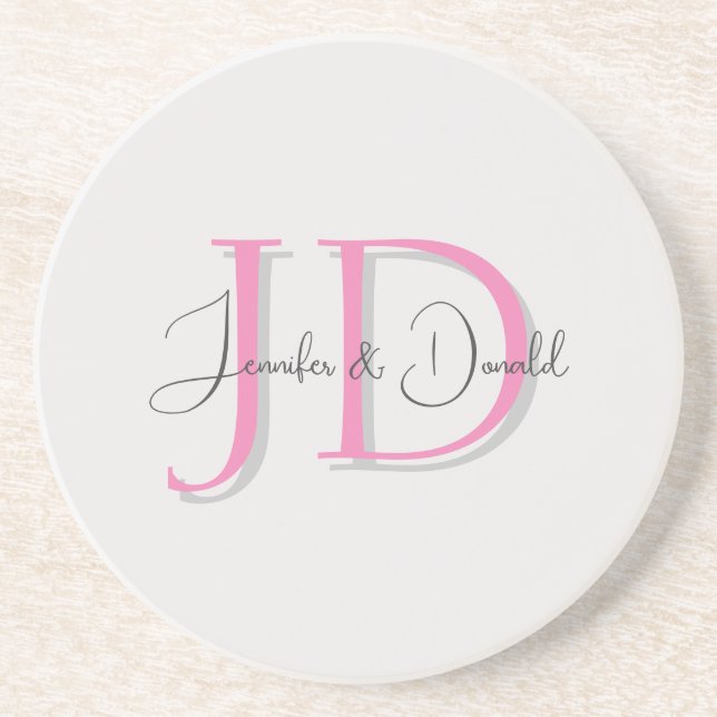 Calligraphy trendy classical script monogram coaster (Front)