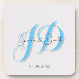 Calligraphy trendy classical script monogram coaster