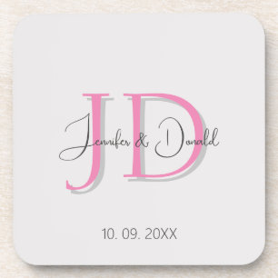 Calligraphy trendy classical script monogram coaster