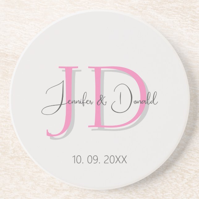 Calligraphy trendy classical script monogram coaster (Front)