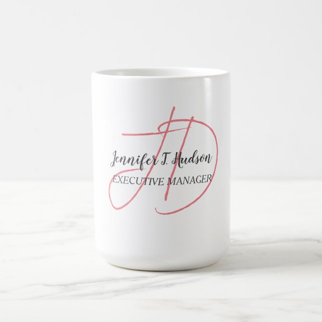 Calligraphy trendy classical script monogram coffee mug (Center)