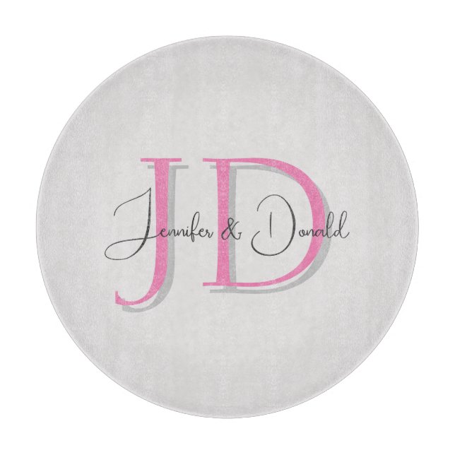 Calligraphy trendy classical script monogram cutting board (Front)