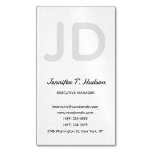 Calligraphy trendy classical script monogram grey 	Magnetic business card