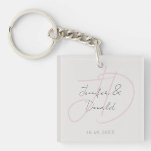 Calligraphy trendy classical script monogram key ring
