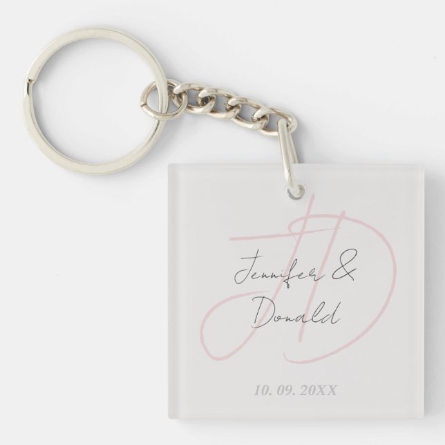 Calligraphy trendy classical script monogram key ring (Front)
