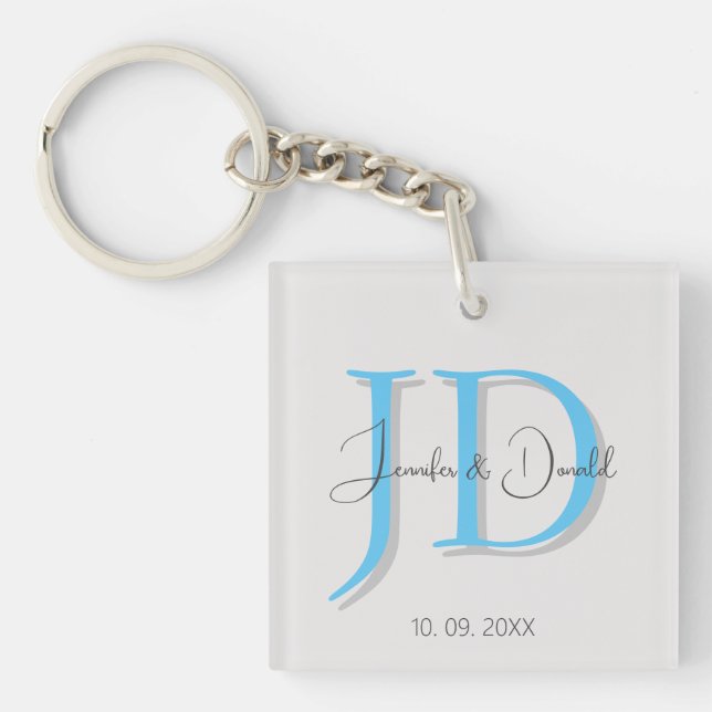 Calligraphy trendy classical script monogram key ring (Front)