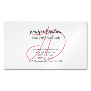 Calligraphy trendy classical script monogram Magnetic business card