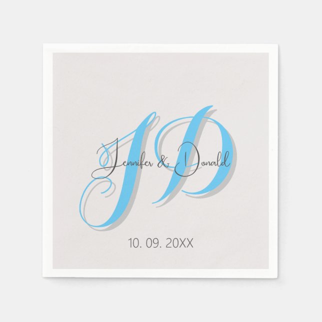 Calligraphy trendy classical script monogram napkin (Front)