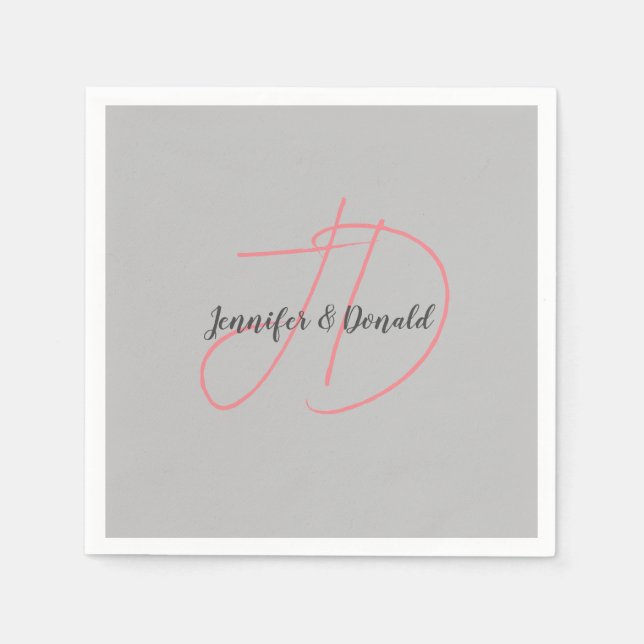 Calligraphy trendy classical script monogram napkin (Front)