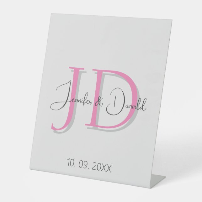 Calligraphy trendy classical script monogram pedestal sign (Front)