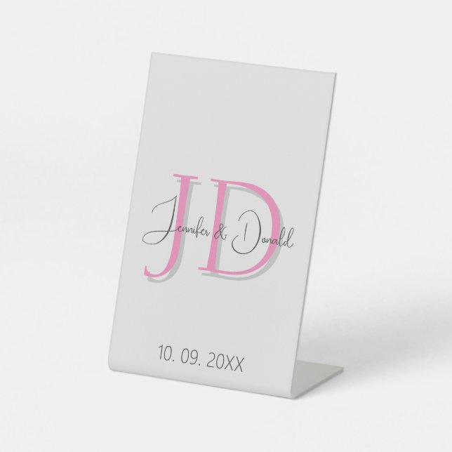 Calligraphy trendy classical script monogram pedestal sign (Front)