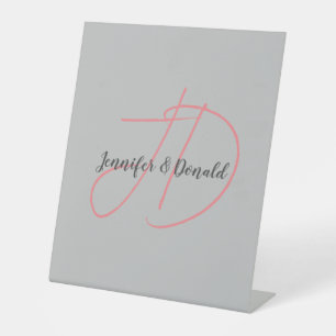 Calligraphy trendy classical script monogram pedestal sign