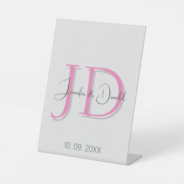 Calligraphy trendy classical script monogram pedestal sign (Front)