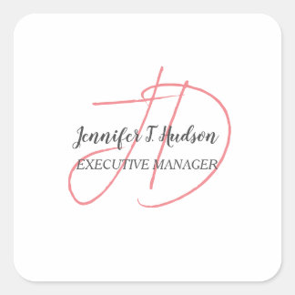 Calligraphy trendy classical script monogram square sticker