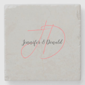 Calligraphy trendy classical script monogram stone coaster