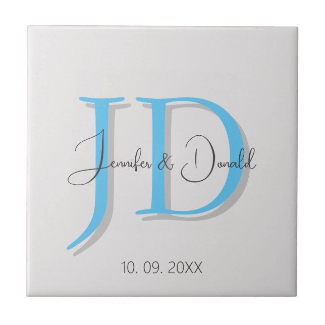 Calligraphy trendy classical script monogram tile (Front)