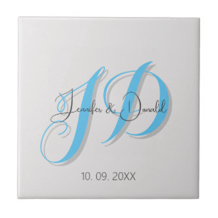 Calligraphy trendy classical script monogram tile