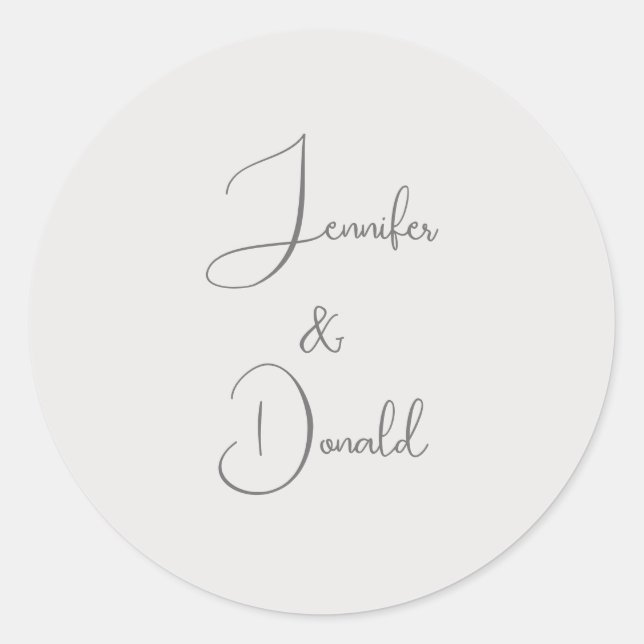 Calligraphy trendy classical script plain personal classic round sticker (Front)