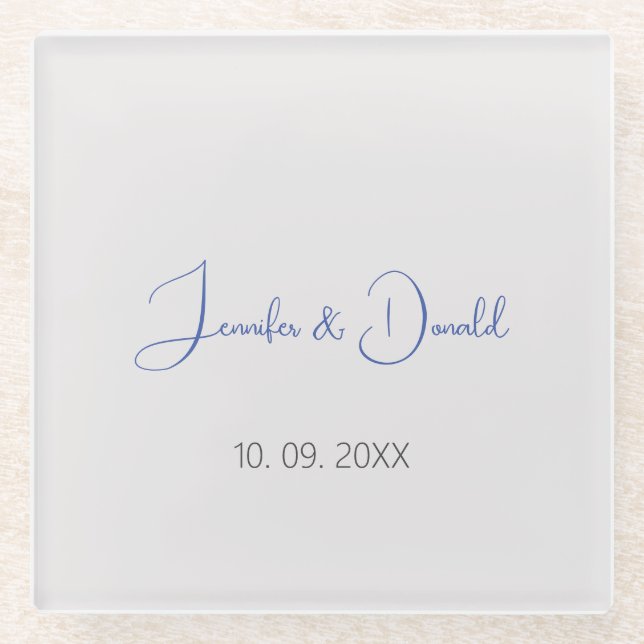 Calligraphy trendy classical script plain personal glass coaster (Front)