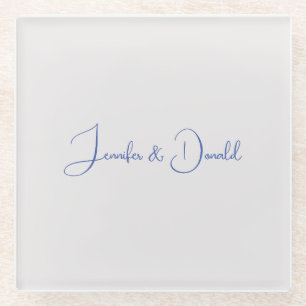 Calligraphy trendy classical script plain personal glass coaster