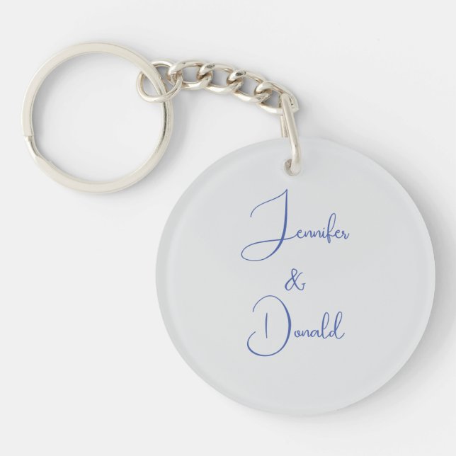 Calligraphy trendy classical script plain personal key ring (Front)