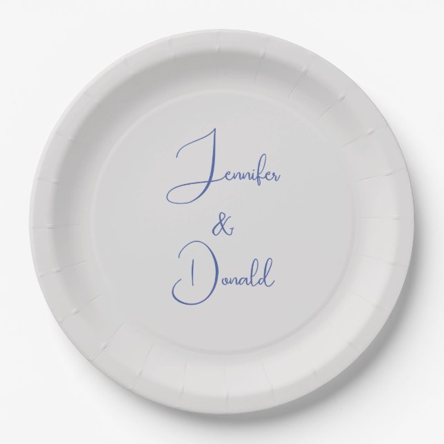Calligraphy trendy classical script plain personal paper plate (Front)