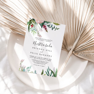 Calligraphy Tropical Floral Nuestra Boda Wedding Invitation