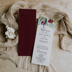 Calligraphy Tropical Floral Wedding Program Programme
