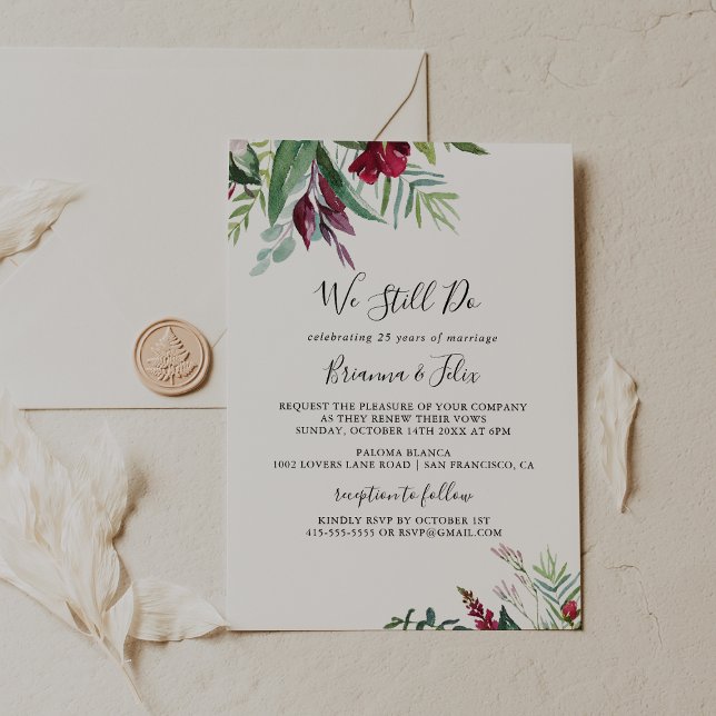 Calligraphy Tropical We Still Do Vow Renewal Invitation (Creator Uploaded)