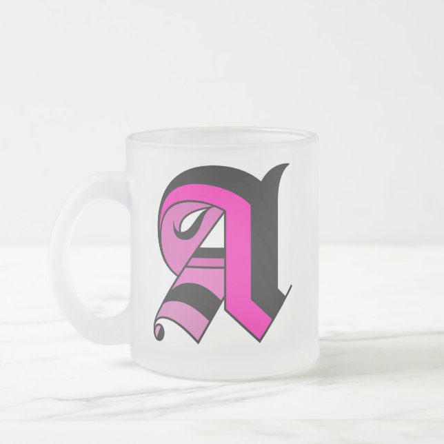 Calligraphy type black and pink Initial mug A (Left)