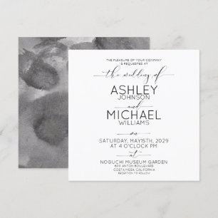 CALLIGRAPHY TYPOGRAPHY Black White Square Wedding Invitation