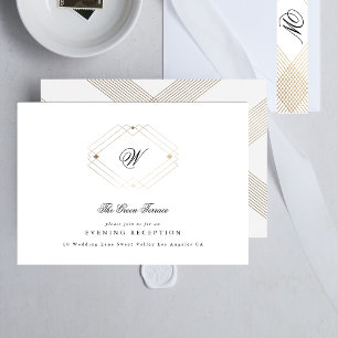 Calligraphy Typography Monogram Gold Deco Wedding Enclosure Card