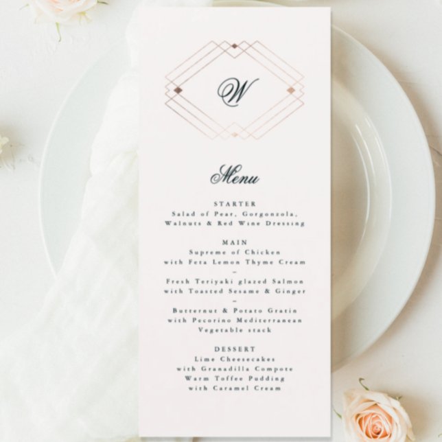 Calligraphy Typography Monogram Gold Deco Wedding Menu (Creator Uploaded)