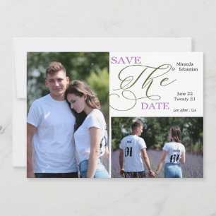 Calligraphy Typography Purple Green 2 Photo Save The Date