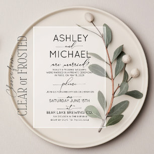 Calligraphy Typography Reception Only Wedding Acrylic Invitations