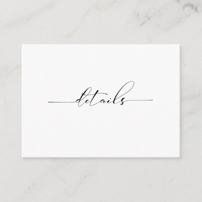 CALLIGRAPHY TYPOGRAPHY Wedding Details Card (Front)