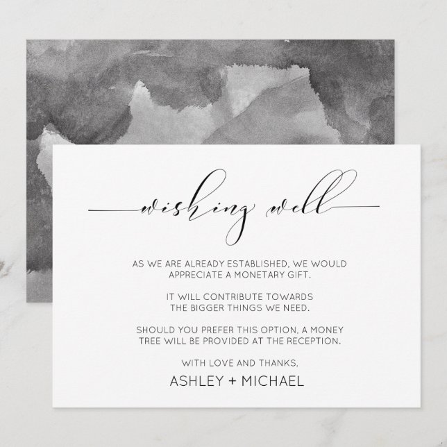 Calligraphy Typography Wedding Wishing Well Horiz. Invitation (Front/Back)