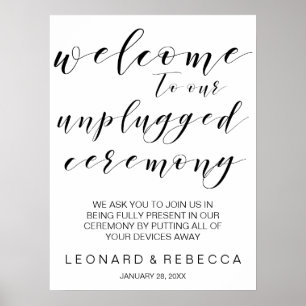 Calligraphy unplugged ceremony sign