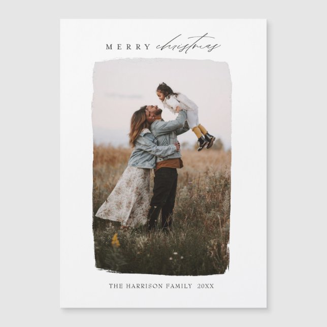 Calligraphy Vertical Christmas Photo Magnet Card (Front)