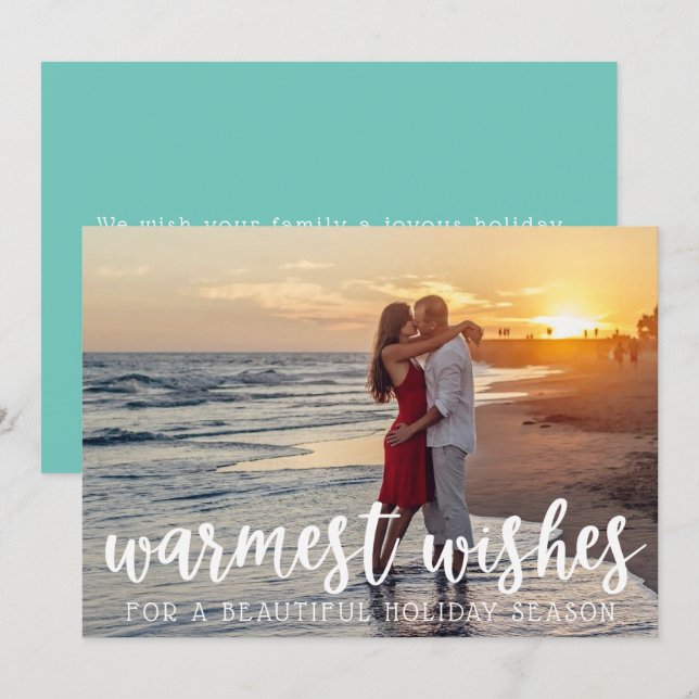 Calligraphy Warmest Wishes Christmas Photo Holiday Card (Front/Back)