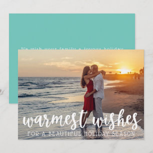 Calligraphy Warmest Wishes Christmas Photo Holiday Card