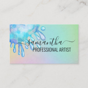 Calligraphy Watercolor Drips Painter Artist Art Business Card