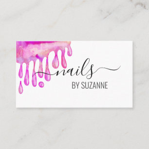 Calligraphy Watercolor Minimalistic Drips Nails Business Card